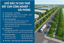 CHO THUÊ 40HA CÓ CHIA NHỎ ĐẤT CỤM CÔNG NGHIỆP TẠI HẢI PHÒNG 