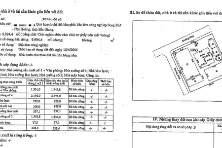 Bán 9994 m2 kho xưởng trong KCN tại Bắc Giang