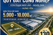 CCN PHẠM NGŨ LÃO – NGHĨA DÂN | ĐẤT CÔNG NGHIỆP CÓ SẴN HẠ TẦNG, GIÁ TỪ 130 USD/M²